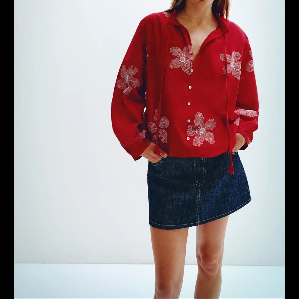 Zara Burgundy Floral Blouse